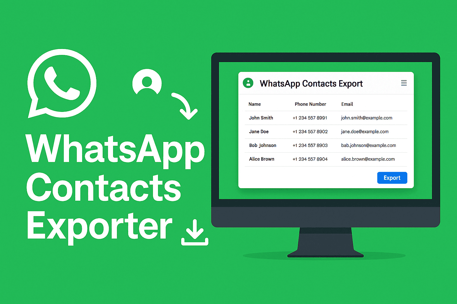 Whatsapp Contacts Exporter - Export your WhatsApp contacts to CSV,Excel,JSON,VCARD